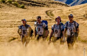 Team 9  Sheep Eaters from Australia heading into the transition on at the Lindis Burn.